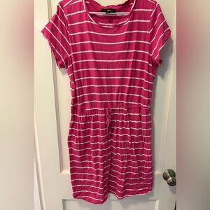 Ellos Fuchsia and White Striped T-shirt Dress